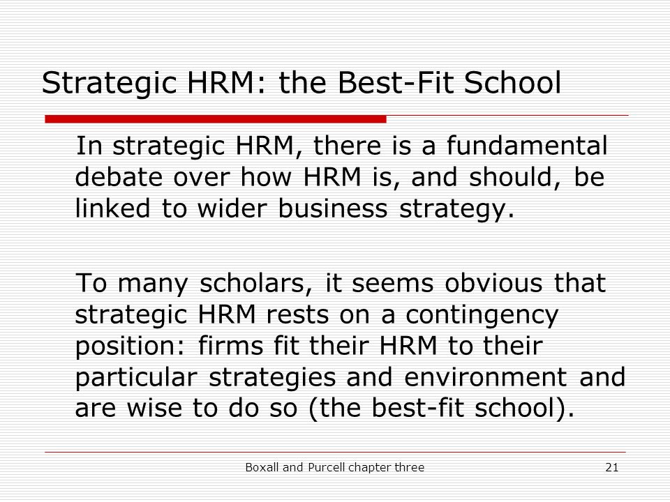 The strategic hrm debate and the